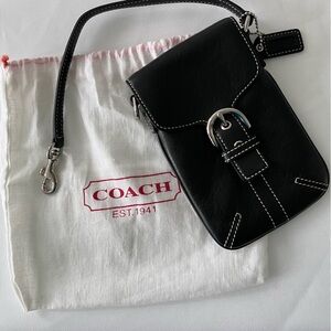 VTG Rare Coach SoHo Black Leather Buckle Pouch Wristlet Bag One Owner Like New